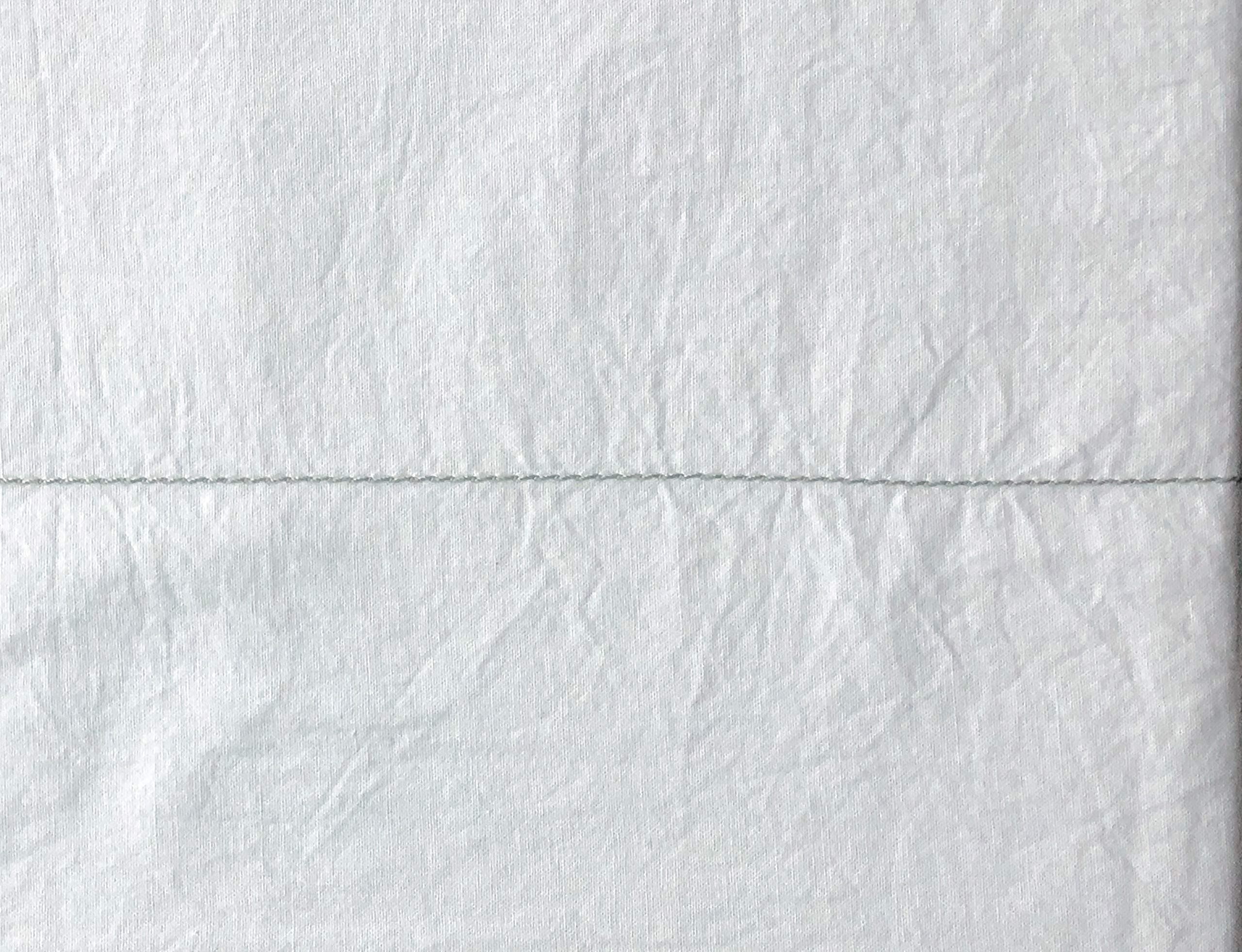 DAIMAIZHANG Piu Belle 4pc King Sheet Set Solid White with Thin Embroidered Silver Gray Stripes Near Hems 100% Cotton Luxury