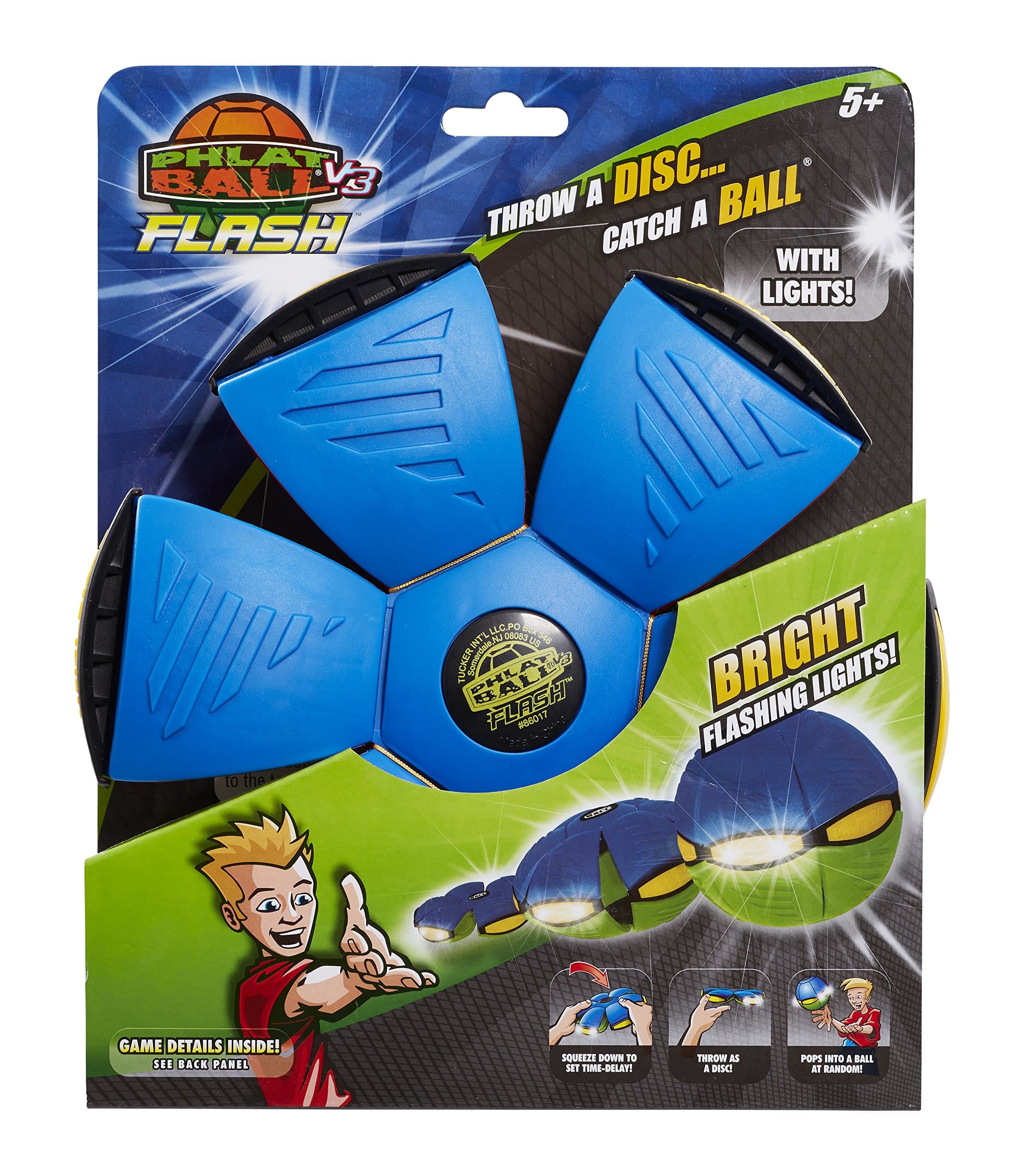 Phlat Ball V3 Flash - Throw a Flat Disc, Catch a Light-Up Ball