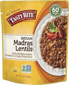Tasty Bite Madras Lentils Entree, Heat & Eat, 10-Ounce Boxes (Pack of 6)