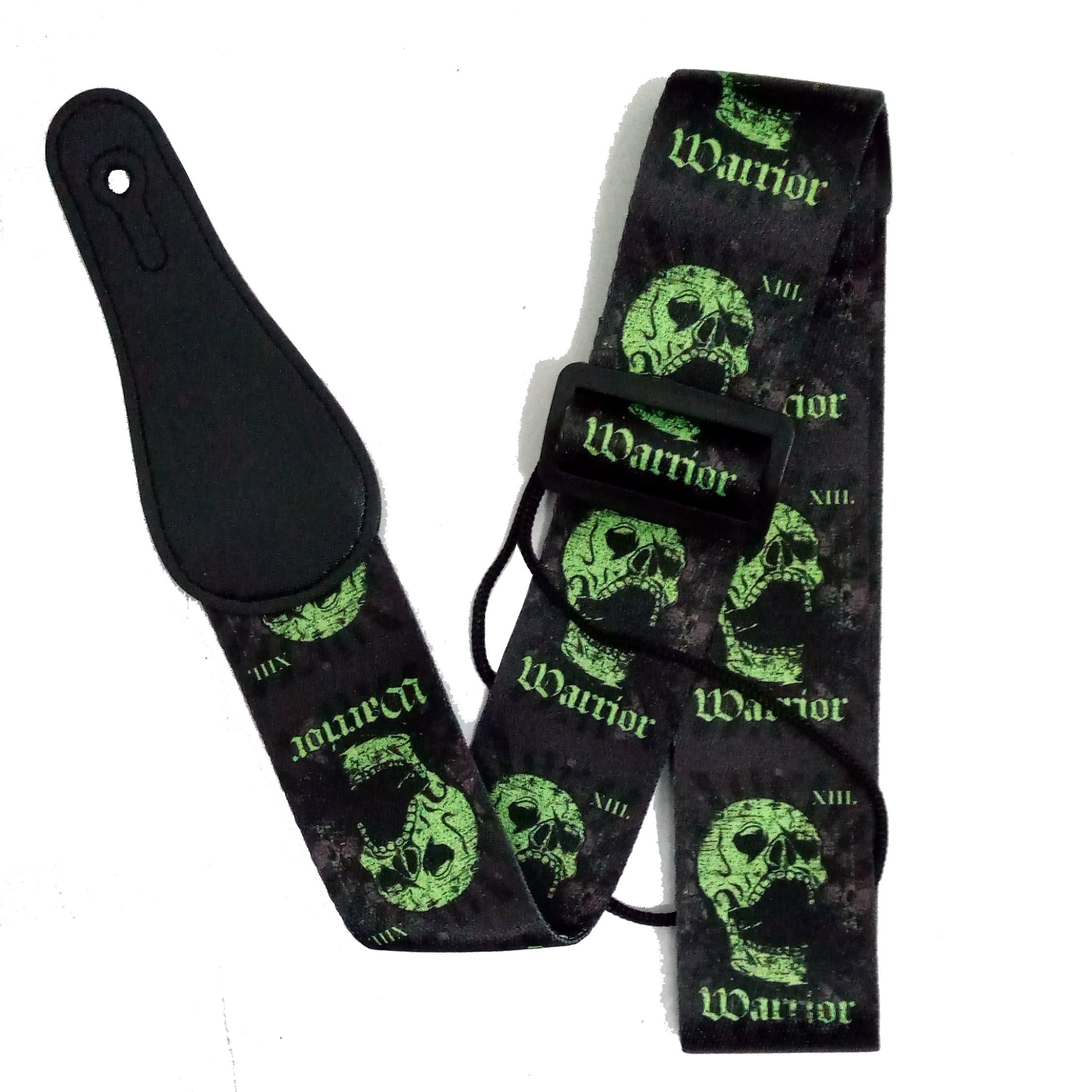 Bufferman Green Skull Adjustable Guitar Strap