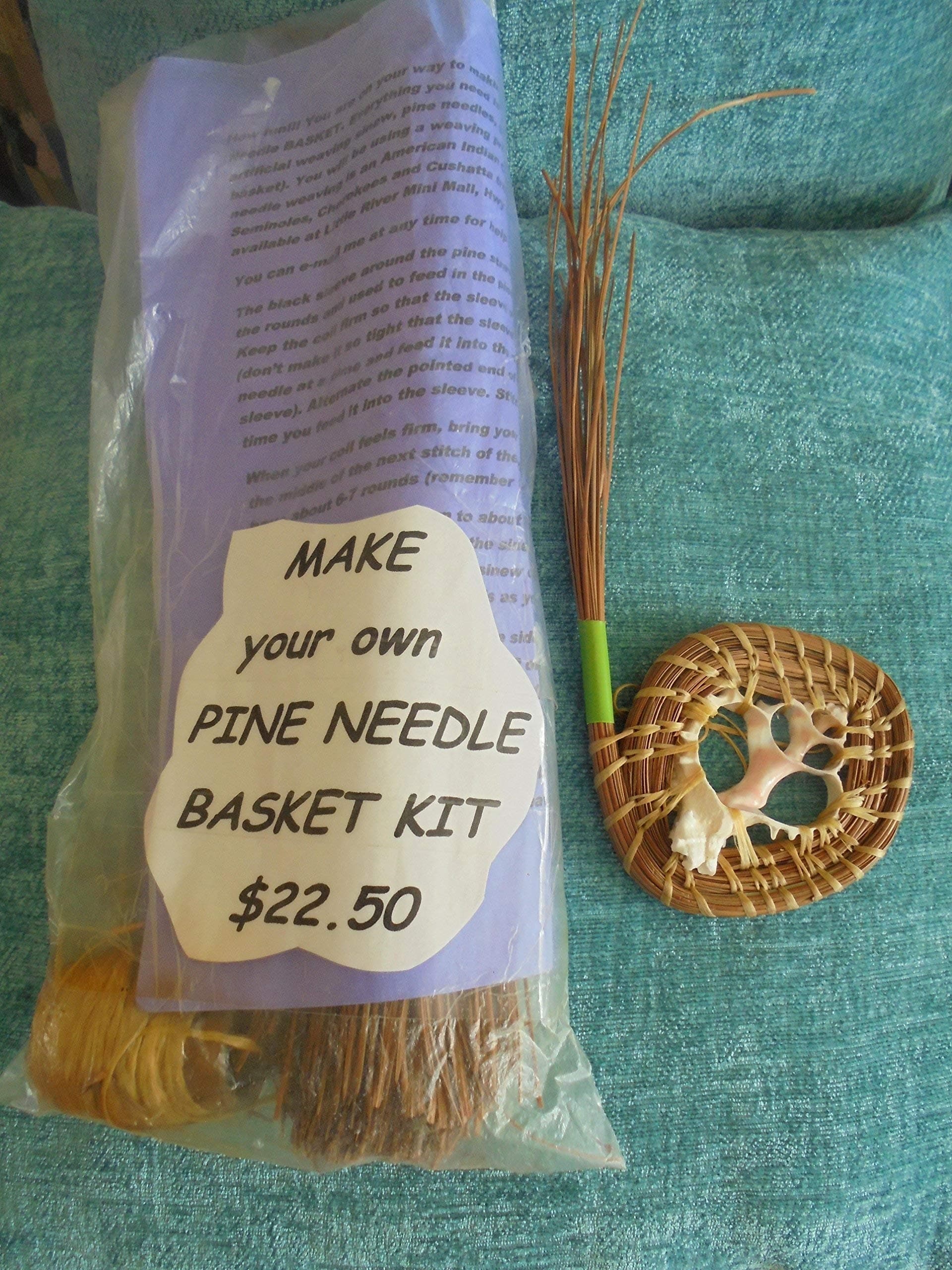 Pine Needle Pink Murex Shell BASKET MAKING KIT