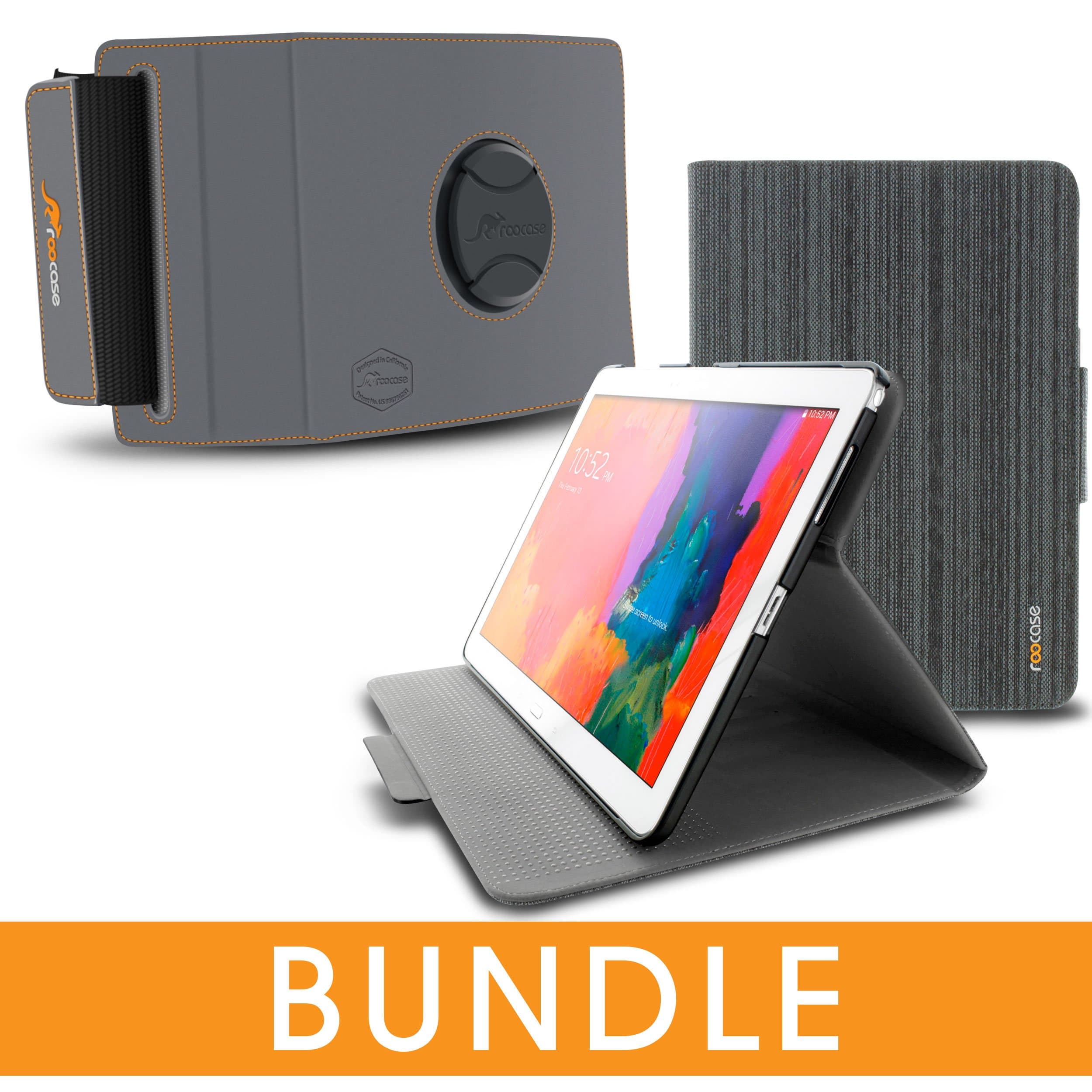 Galaxy Tab Pro 12.2 Case Bundle, rooCASE Orb Folio Case Cover with Stand, Canvas Black