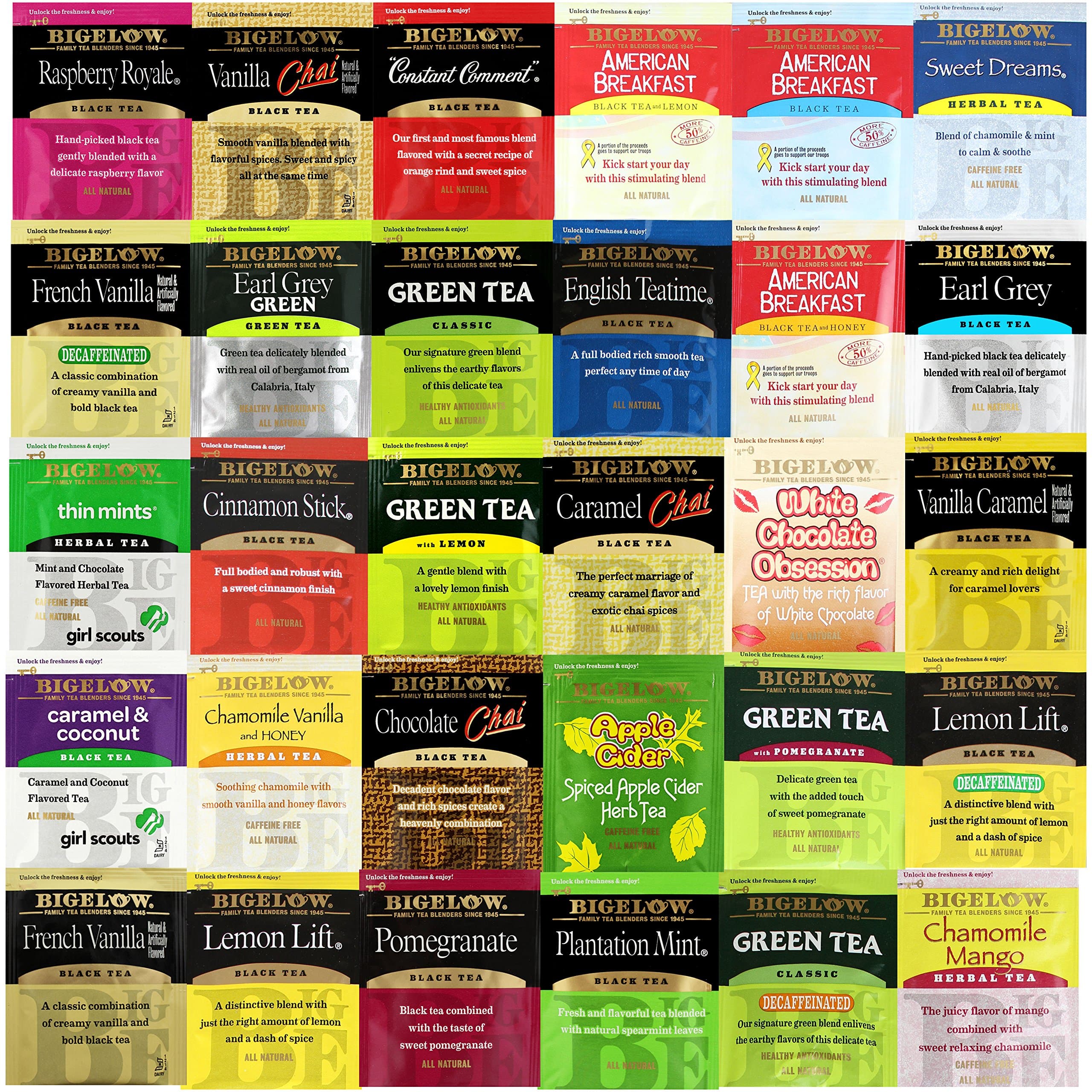 Bigelow Tea Assorted Sampler Pack, Mixed Tea Selections (30 Count)