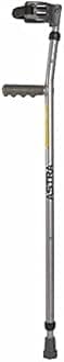 Vissco Astra Plus, Elbow Crutches for Those Physically Chalenged with Adjustable Elbow Support with PVC Grip Handle, Light Weight & Height Adjustable, Walking Stick (1 Pair)- Universal (Grey)