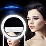 Selfie Ring Light, Eleist Rechargeable 36 LED Ring Light for Camera Selfie Ring Flash Fill Light for iPhone 7/7 Plus/6S Plus/6S/5S Galaxy S7/S7 Edge/S6/S6 Night Light Closet Light (Black)