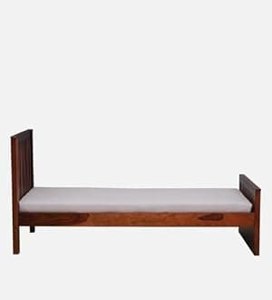 Solid Sheesham Wood Single Bed Cot Without Storage | Single Size Bed for Bedroom | Multipurpose Use Bed- Honey Teak 2