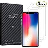 Disstong iPhone X Screen Protector, [3 Pack] Case Friendly Tempered Glass Screen Protector with [2.5D] [Premium Clarity] [Anti- Scratch] [Bubble-Free] for Apple iPhone X (Clear)