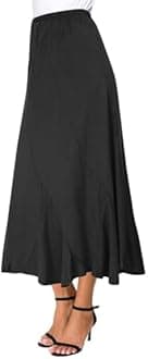 Urban CoCo Women's Faux Suede Elastic Waist Midi Long Skirt A Line Women Flowy Fall Winter Skirts