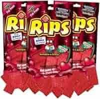 Rips Candy Licorice Cherry Flavored Bite Sized Sour Candies, Red Fat Free Gummies, On the Go Summer Snacks, Pack 3