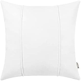 Brawarm Pack of 2 Cozy Throw Pillow Covers Cases for Couch Sofa Home Decoration Supersoft Corduroy Corn Striped with Piping Both Sides 50cm x 50cm Cream