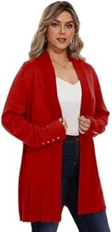 Spicy Sandia Plus Size Lightweight Knit Cardigan for Women Open Front Long Sleeve Dressy Casual Sweaters