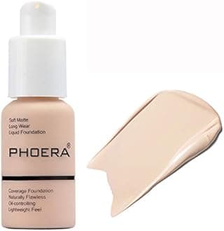 58g PHOERA Foundation Full Coverage Foundation Flawless Concealer Foundation Matte Oil Control Concealer Long Lasting Moisturizing Base Liquid Cover Cream Colour Changing Foundation for women&girls