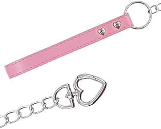 paloli Pink Choker Necklace for Women Leather Collar Fluffy Punk Leash Neck Choker Gothic Cosplay Sexy Jewelries