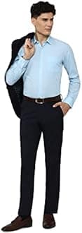 Peter England Men's Everyday Solid Slim Fit Full Sleeve Formal Shirt | Cotton-Rich, Light Blue, 39