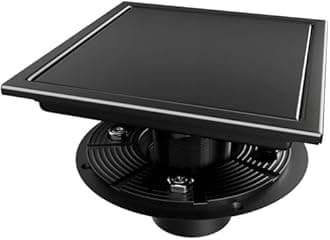 Elefloom Shower Drain with Base, Black Square Shower Drain 6 inch with 2 in 1 Tile-Insert Cover, Professional Brushed AISI 304 Stainless Steel Black Shower Drain with Hair Strainer