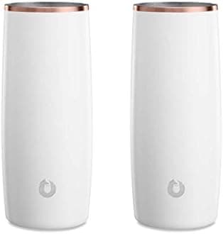 SNOWFOX Premium Vacuum Insulated Stainless Steel Cocktail Glass/Drink Tumbler, Set of 2, Drinks Stay Icy Cold, Thermal Highball Glasses, Elegant Home Entertaining, Classic Barware, 14.5 oz, White/Gold