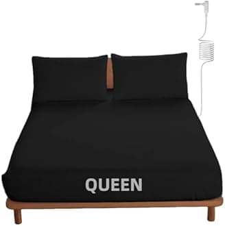 OKOHEY Grounding Fitted Sheets with 15ft Earthing Cord, Queen Size, 90% Organic Cotton + 10% Silver Fiber, Soft & Breathable Grounded Sheet for Better Sleep and Enhanced Wellness, Black