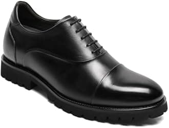 CHAMARIPA Elevator Shoes for Men- Black Leather Height Increase Dress Formal Shoes That Make You Taller 3.15 Inches.