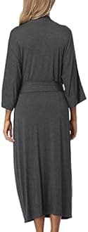 Women Soft Long Robes Modal Wrap Dressing Gown Lightweight Kimonos Robe Full Length Knit Bathrobe With Pockets