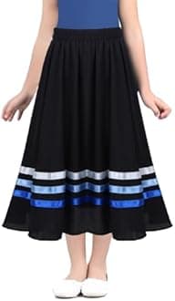 Kids Girls Full Circle Ballet Character Skirts Dance Skirts Lyrical Liturgical Praise Dancewear with Ribbons