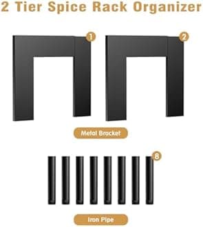 THYGIFTREE Spice Rack Organizer for Cabinet 2 Tier Expandable Metal Seasoning Organization Height Adjustable Spice Storage Shelf for Cupboard Pantry