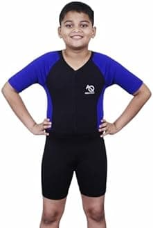 Aqua Holic Swimming Kit with 1 Printed Swimming Half Suit| Costume | with 1 Anti Fog Swimming Goggles, Swimming Cap,1 Nose Clip, 2 Ear Plugs,1 Swimming Ring(Tube) for Boys Multicolour