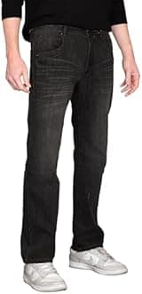 Level 7 Men's Relaxed Bootcut & Relaxed Straight Leg Denim Distressed Jeans with Zipper Pocket