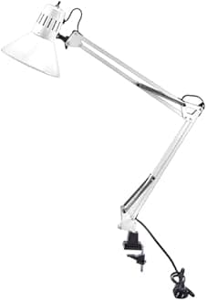 Bostitch Office VLF100-WHT Swing Arm Desk Lamp with Clamp Mount, 36" Reach with Multi-Joint Adjustment, Includes Replaceable LED Bulb (VLF), White