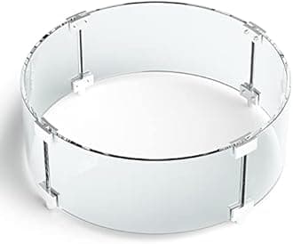 Grisun Round Fire Pit Glass Wind Guard - 23 x 23 x 6 inch, Thick 5/16 inch Heat-Resistant Tempered Glass Guard with Aluminum Alloy Corner Bracket and Feet for Propane, Gas, Outdoor