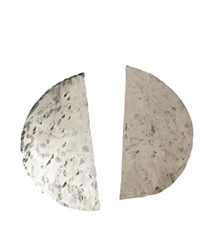 Large Silver Half Circle Hammered Stud Earrings