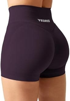 YEOREO Scrunch Butt Workout Shorts Women 3.5" Seamless V Cross Waist Sport Gym Amplify Shorts