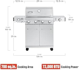 Monument Grills Larger 4-Burner Propane Gas Grills Stainless Steel with Smoke Box(2 items)