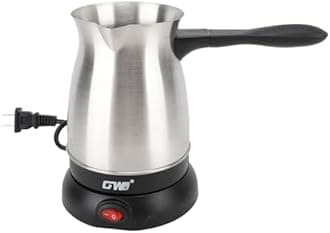 Sanpyl Electric Turkish Coffee Maker, Stainless Steel Turkey Coffee Pot Arabic Greek Coffee, 600ml 600W Coffee Tea Milk Heating Kettle, Removable Anti Scald Handle, 5-6 Cups