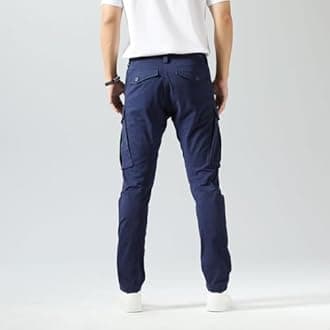 Plaid&Plain Men's Cargo Pants Slim Fit with Articulated Knees