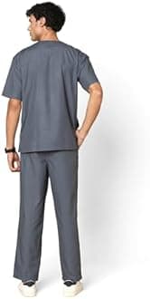 Knya Active Men's 5-Pocket Scrub Suit | Set of Top & Bottom | Half Sleeves | V Neck | Breathable Fabric | Comfortable | Durable | Uniform for Doctors, Nurses and Dentists