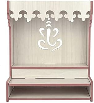 Traditional MDF Wooden Door Temple | Compact Mandir with Doors for Home, Office & Worship (526)
