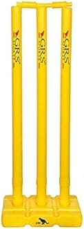 GRS India Best Heavy Plastic Cricket Stumps Set - 6 Stumps + 4 Bails + 2 Stand (One Yellow & One Floro)(Plastic Wicket Set)
