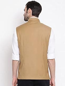 VASTRAMAY Men's Cotton Blend Nehru Jacket