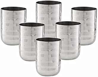 Neelam Stainless Steel 7 22G Diamond Royal Glass, 300 ml, Silver, Set of 12