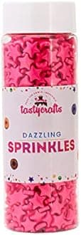 Tastycrafts Edible Star Shaped Sugar Sprinkles for Cake Decoration | Star Candy for Cake Decor | for Cake Decorations & Toppings | for Dessert, Cakes, Cupcakes, Waffles, Cookies (Pink)