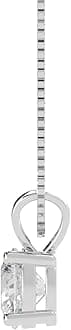 Houston Diamond District 0.5-10 Carat Lab Grown Diamond Solitaire Pendant Necklace, Round Cut Solitaire, 4-Prong Setting, Jewelry for Women (E-F, VS)