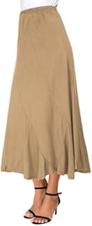 Urban CoCo Women's Faux Suede Elastic Waist Midi Long Skirt A Line Women Flowy Fall Winter Skirts