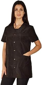 Ladybird Line 530 Women’s Pro Salon Stylish Jacket, V Neck, Snap Button Front, Pleated Back Detailing, Water, Hair, and Bleach Resistant, Ideal for Pet Groomers and Hair Stylists, Size 2x-Large