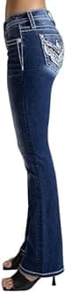 Miss Me Women's Western Stampede Faux Flap Pocket Mid-Rise Bootcut Jeans