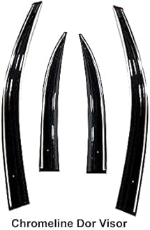 Premium Chromeline & Silverline Unbreakable Car Rear Window Wind Deflectors & Side Door Visor Rain Guard Compatible with (Mahindra XUV 400 (2023 Onwards))