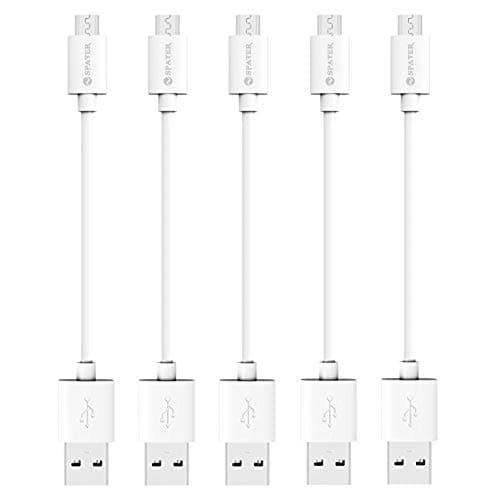 Short Micro USB Cable, 5-Pack 7-Inch Short Micro USB to USB 2.0 Charging Cables - Fast Android Charger Compatible for Samsung Galaxy S7 Edge Tab J7 Note 5, LG, Kindle, Sony, HTC One, Etc.