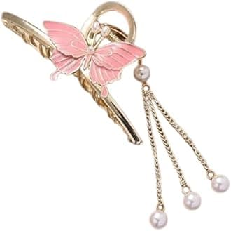 M T BROTHERS - 1 Pcs Big Fancy Metal Non-Slip Hair Clip, Large Jaw Clips, for Women Thin Thick Curly Hair Pearl Hair Clips Sparkly Hold Hair Jaw Clips (CLASSY, PATTERN 2)