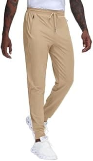 JWM Regular/Tall Mens Athletic Joggers Pants Long Inseam Tapered Sweatpant Workout Running Gym Training with 3 Zipper Pockets