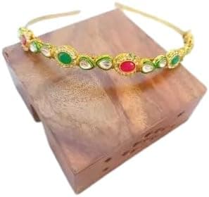SPARKLING Floral Kundan Studded mathapatti Sheesh Patti Hairband - Traditional Golden Headpiece for Women and Girls jewellery