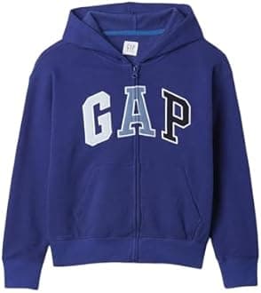 GAP Boys Logo Hoodie Hooded Full Zip Sweatshirt Bellwether Blue 193943 XS REG